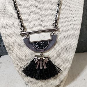 Black white and silver adjustable necklace